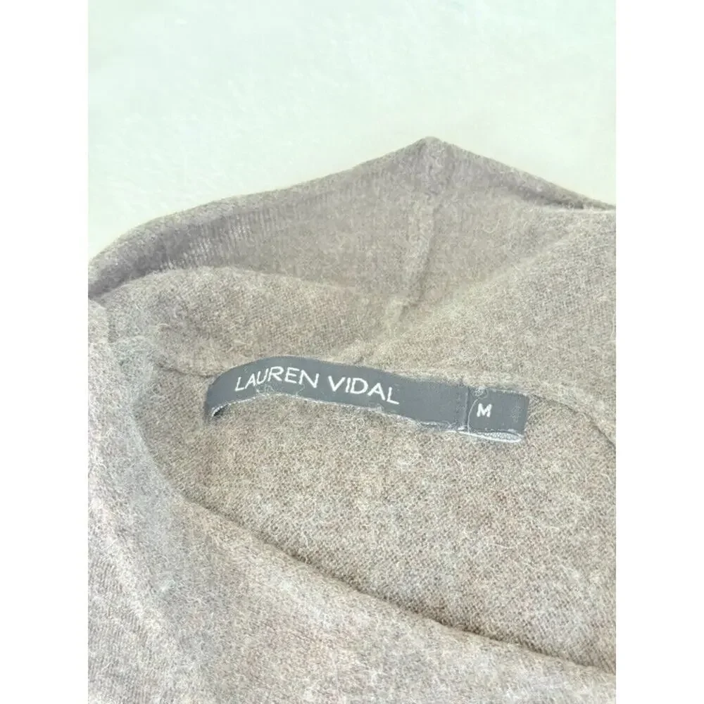 Lauren Vidal Paris Wool Sweater Asymmetrical Brown Sz Medium V Neck Womens - Picture 5 of 6